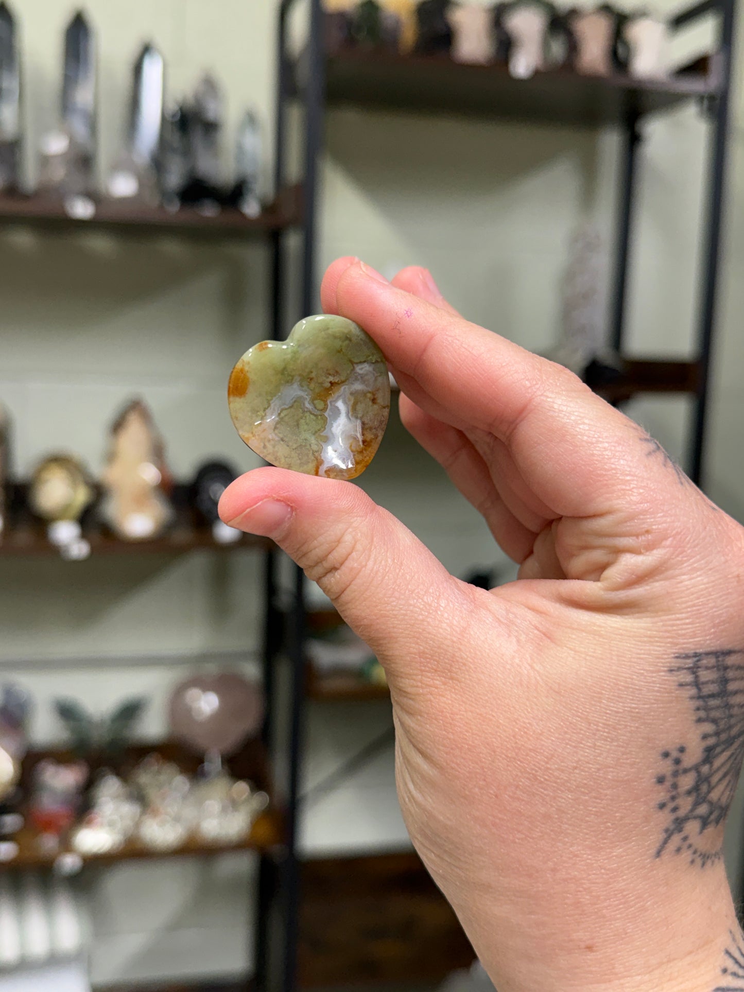 Moss Agate Mini Heart Bowls