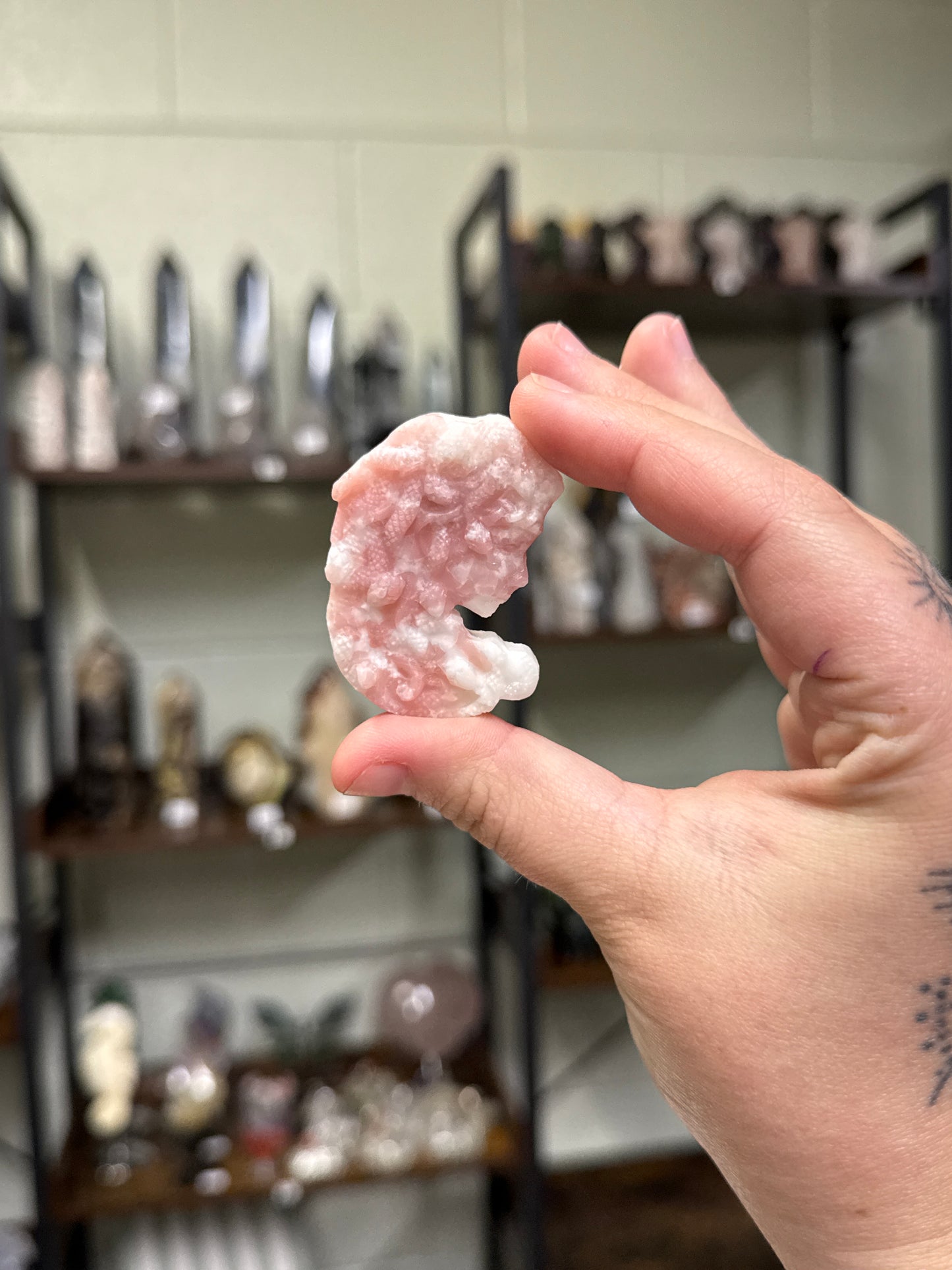 Pink Opal Medusa Carvings