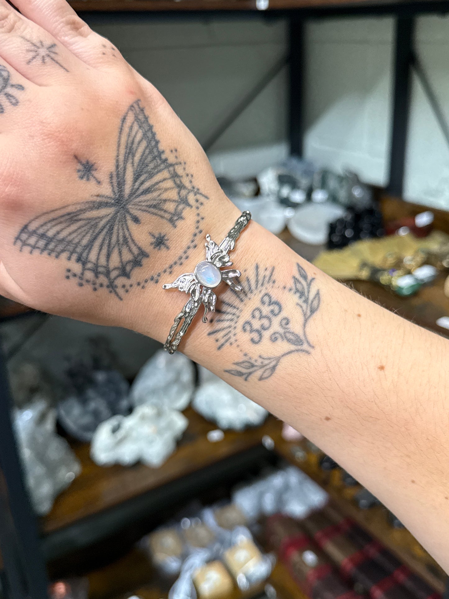 Moonstone Butterfly Bangle
