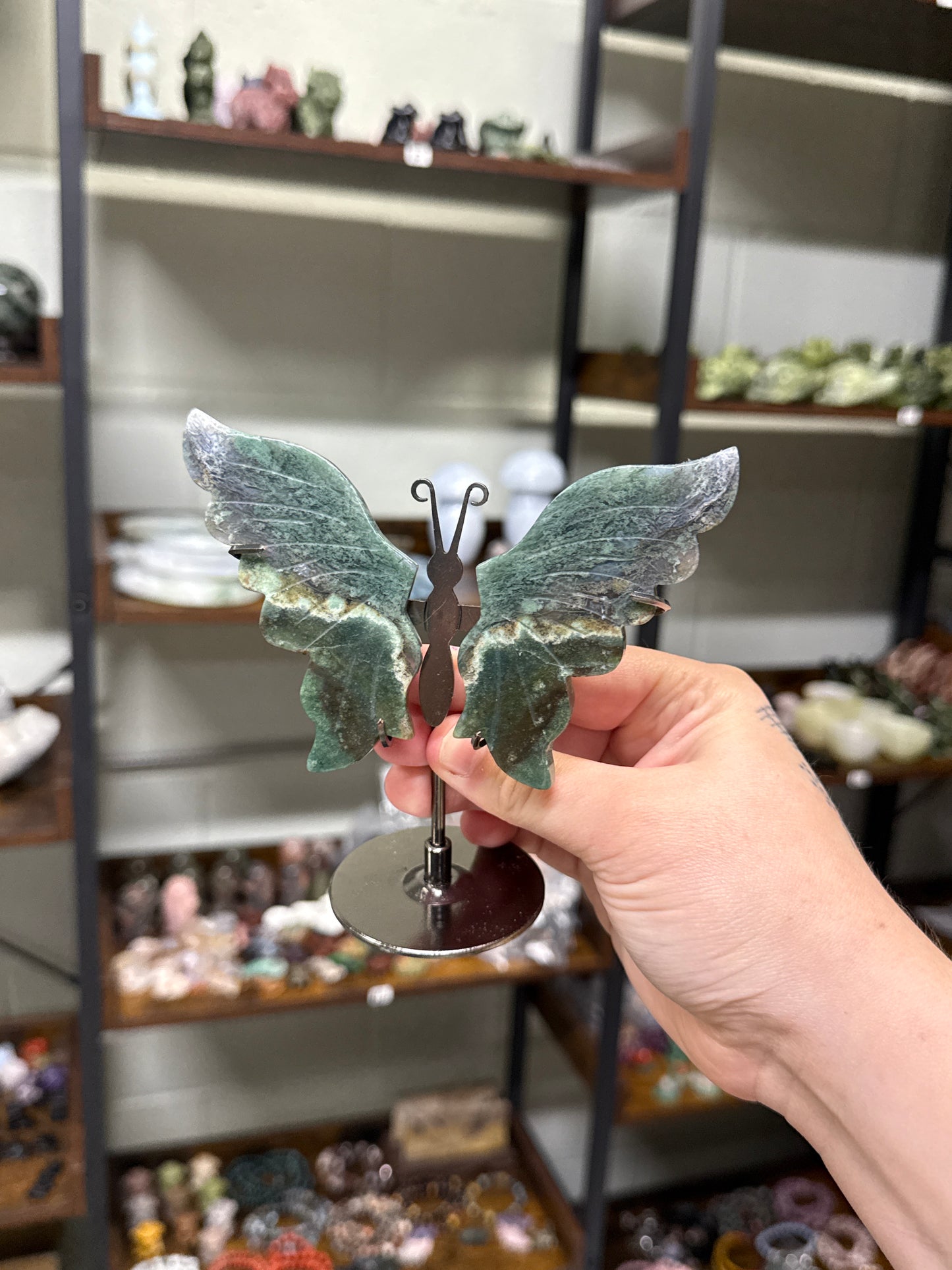 Moss Agate Butterfly Wings