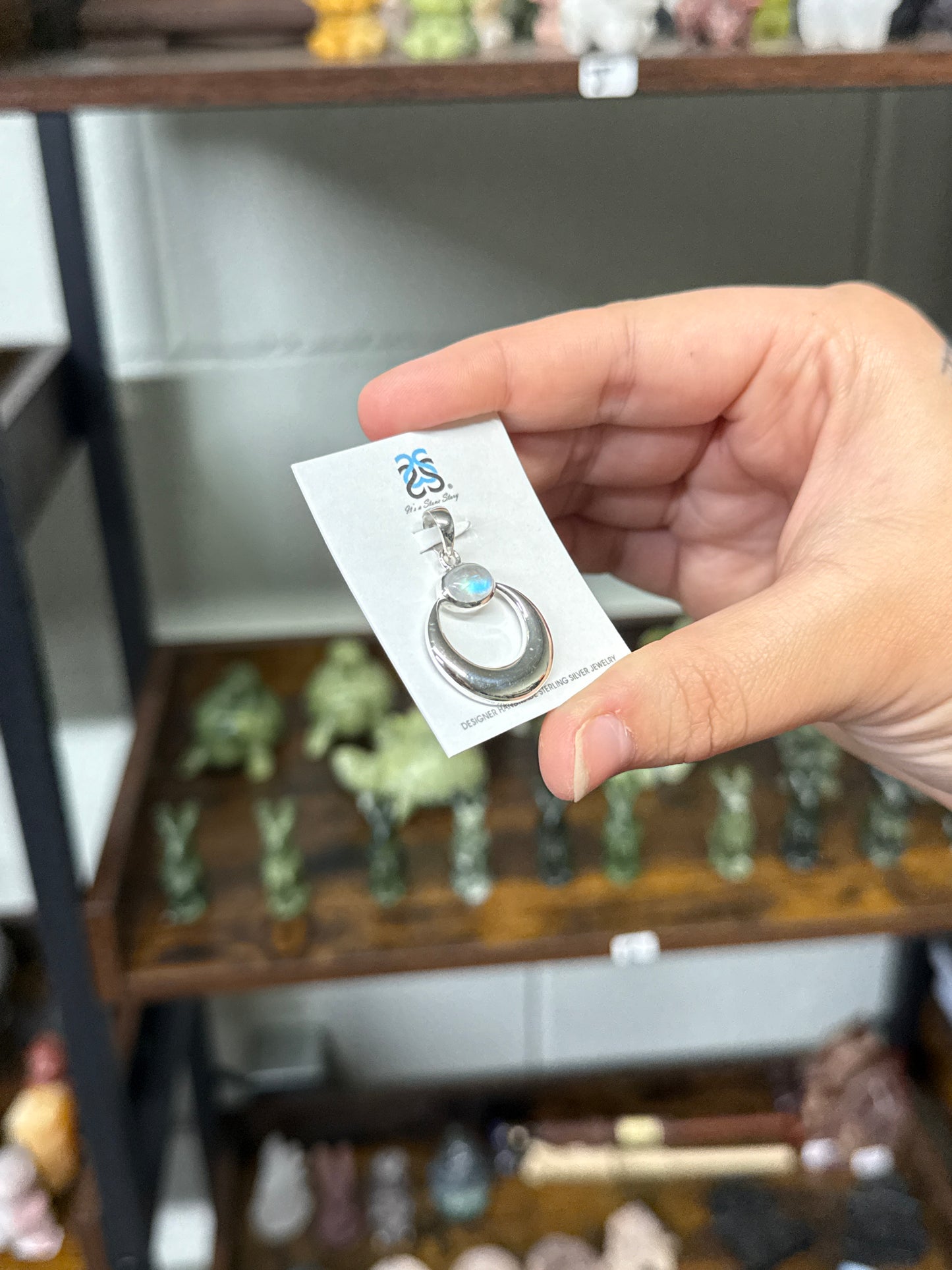 Moonstone Moon Pendant