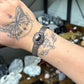 Black Flower Agate Bangle