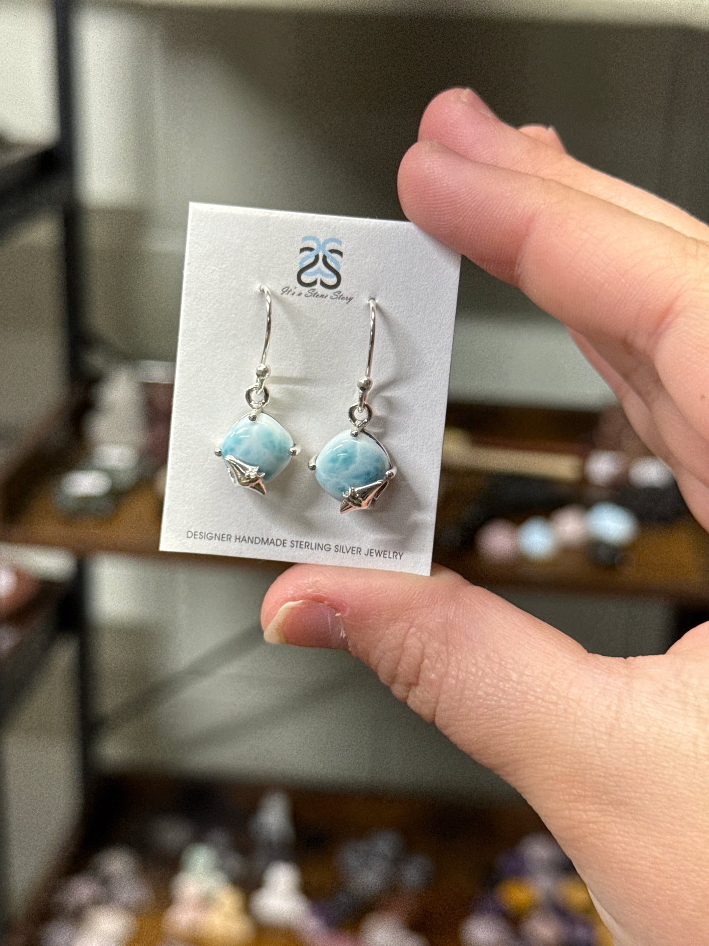 Larimar Stingray Dangle Earrings