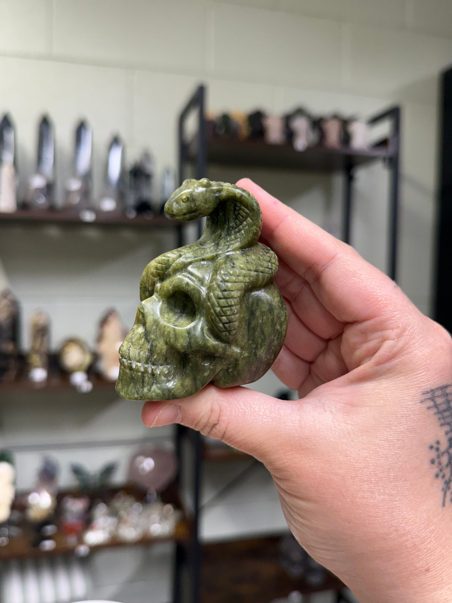 Jade Snake/Skull Carving