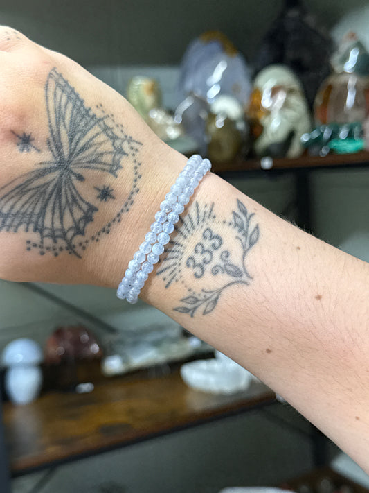 4mm Blue Lace Agate Bracelet