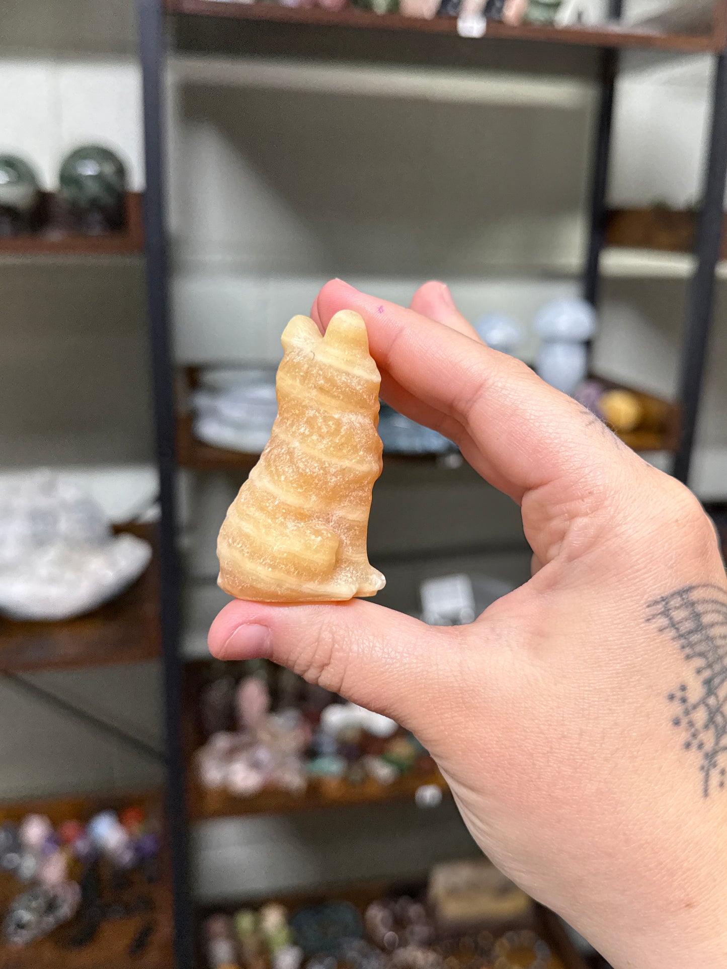 Calcite Dog Carving