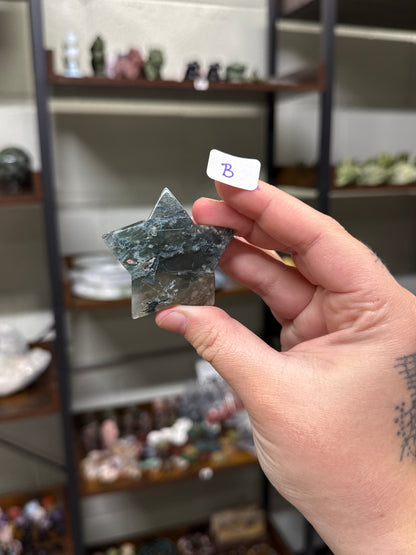 Moss Agate Diamond Stars