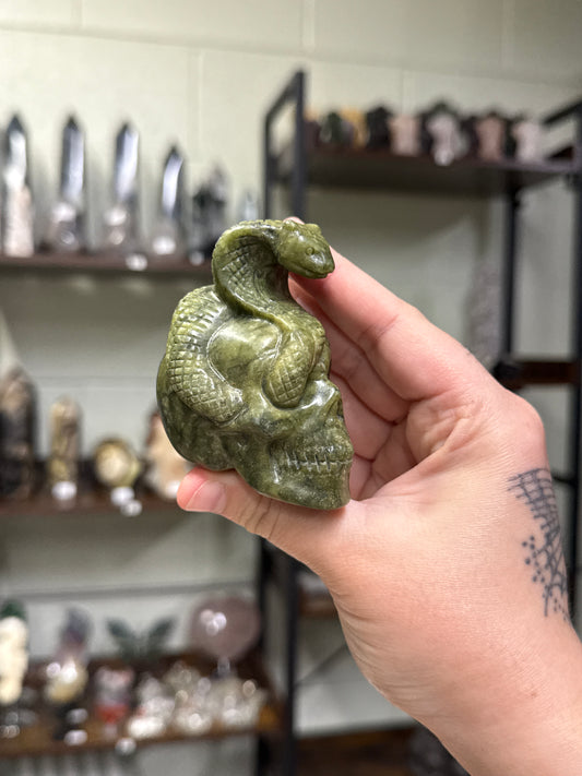 Jade Snake/Skull Carving