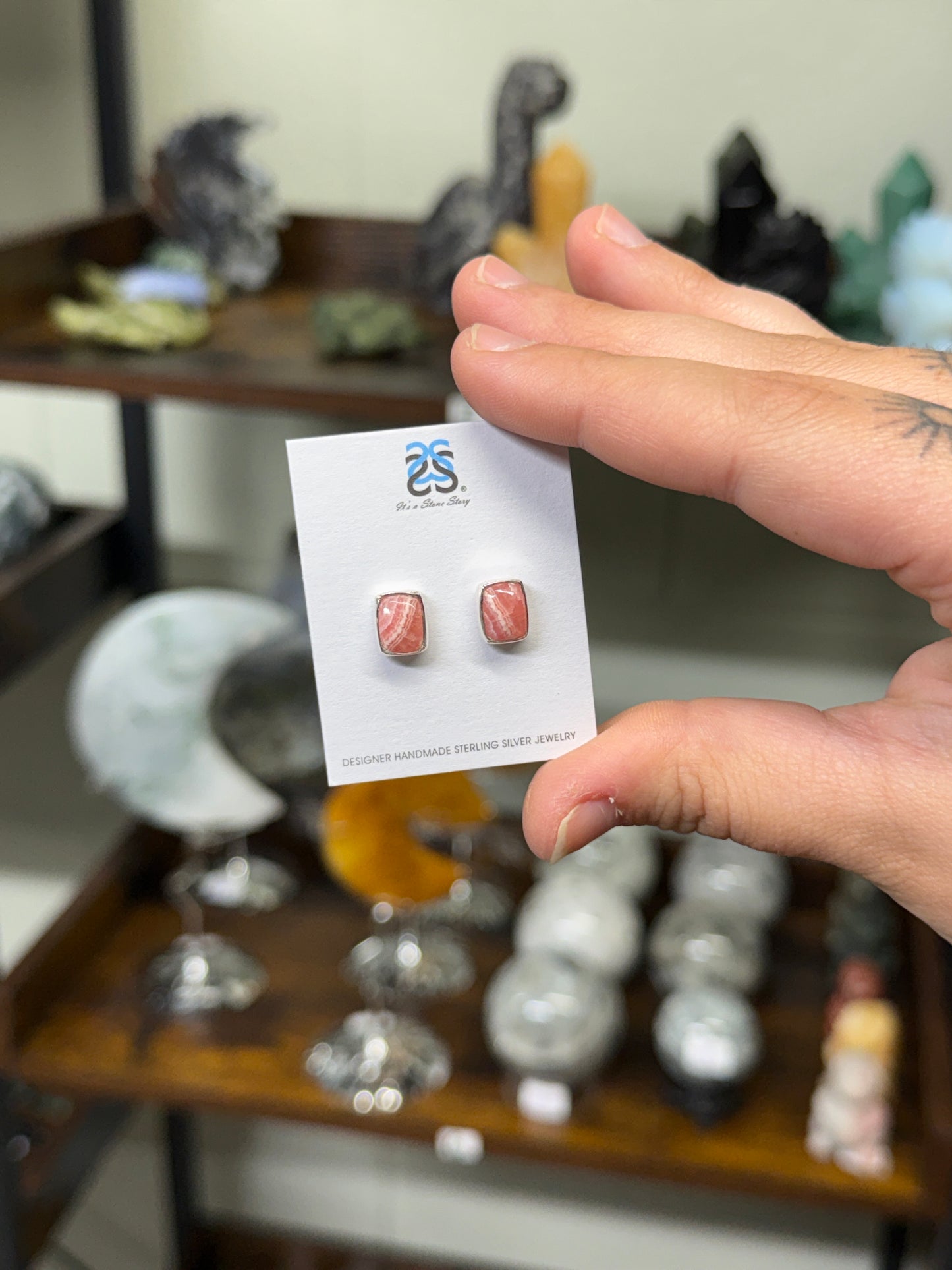 Rhodochrosite Stud Earrings