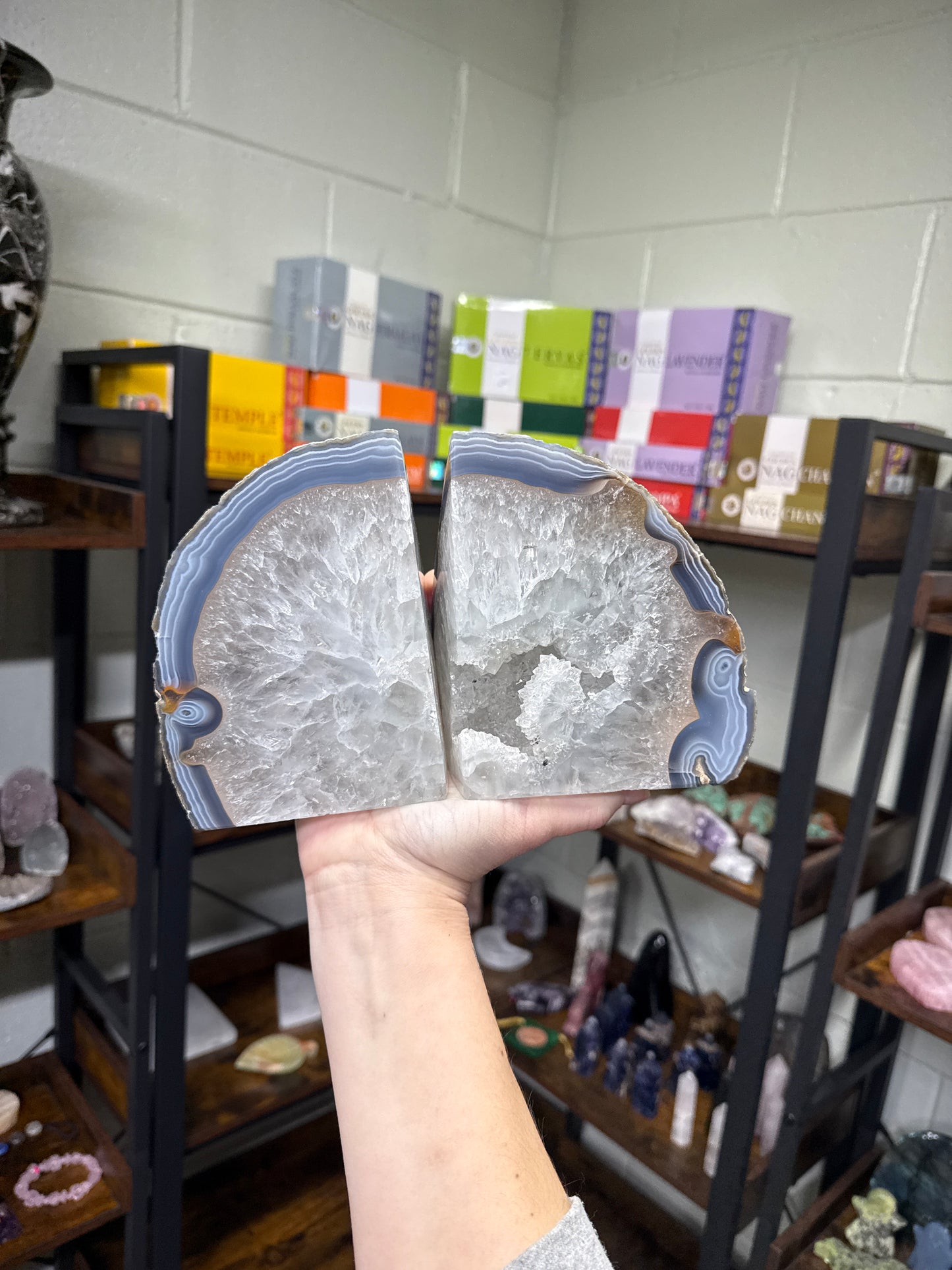 Agate & Quartz Bookends