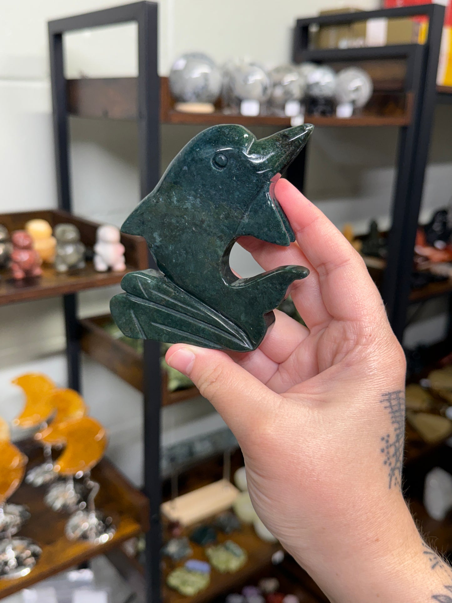 Moss Agate Dolphin