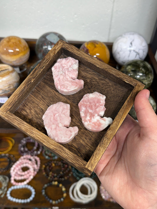 Pink Opal Medusa Carvings