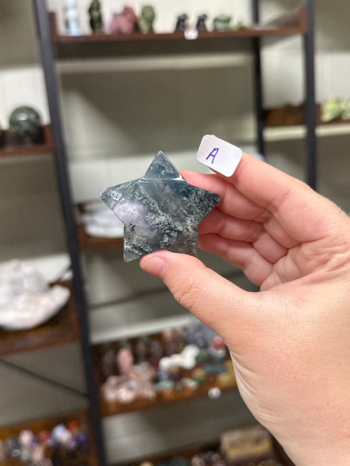 Moss Agate Diamond Stars