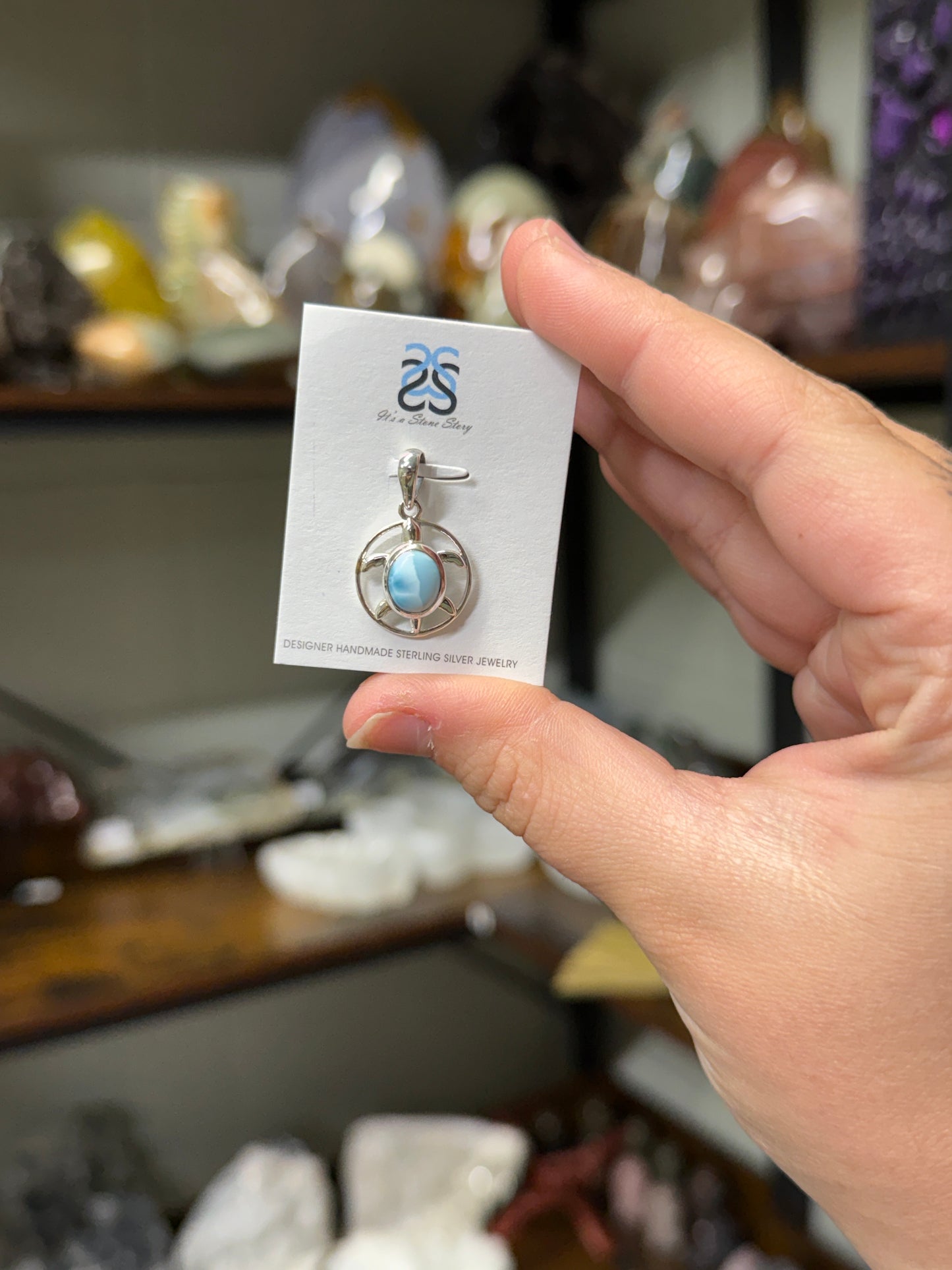 Larimar Turtle Pendant