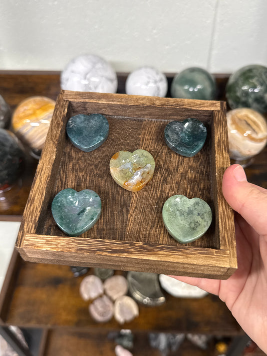 Moss Agate Mini Heart Bowls
