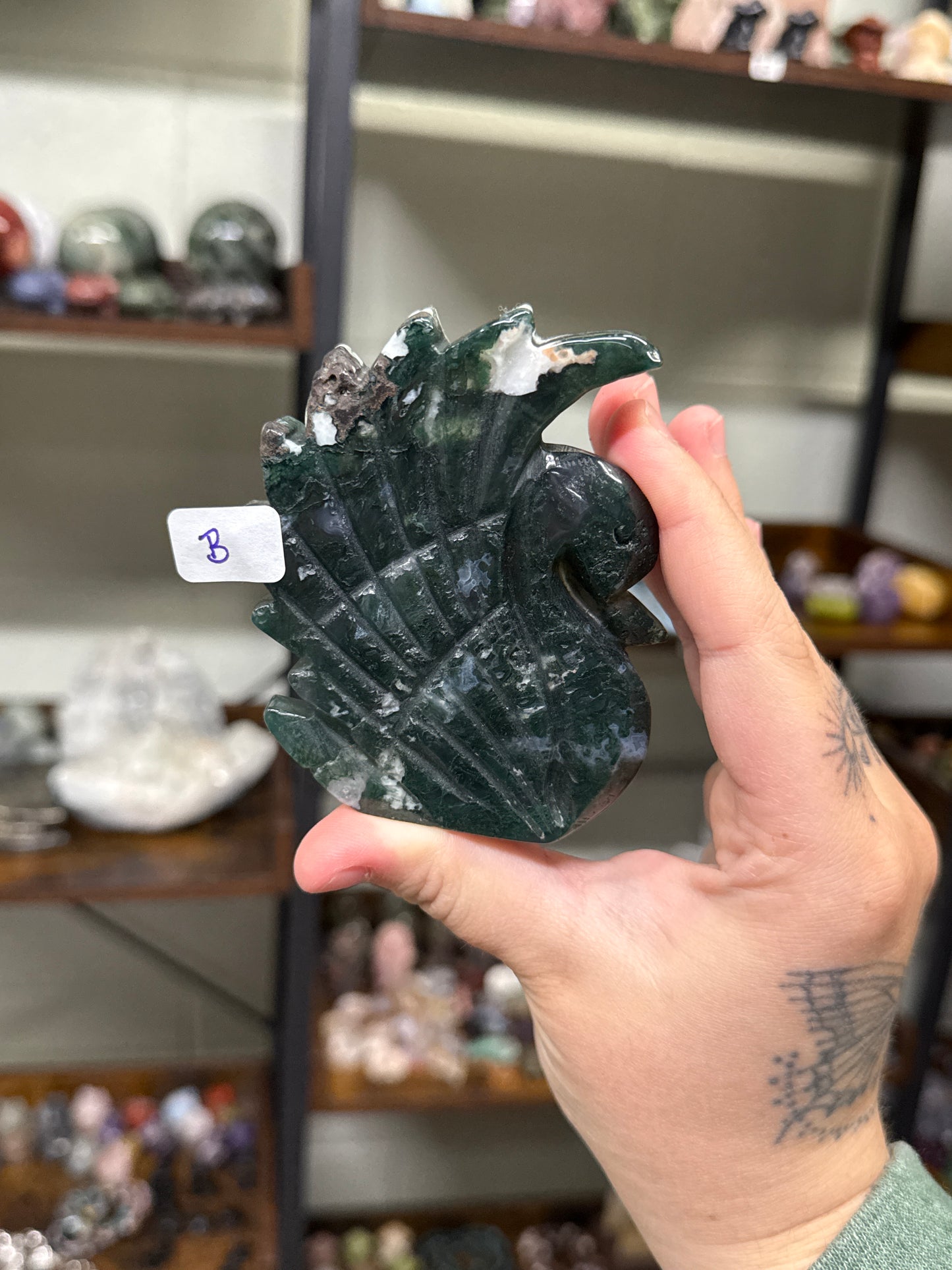 Moss Agate Swans