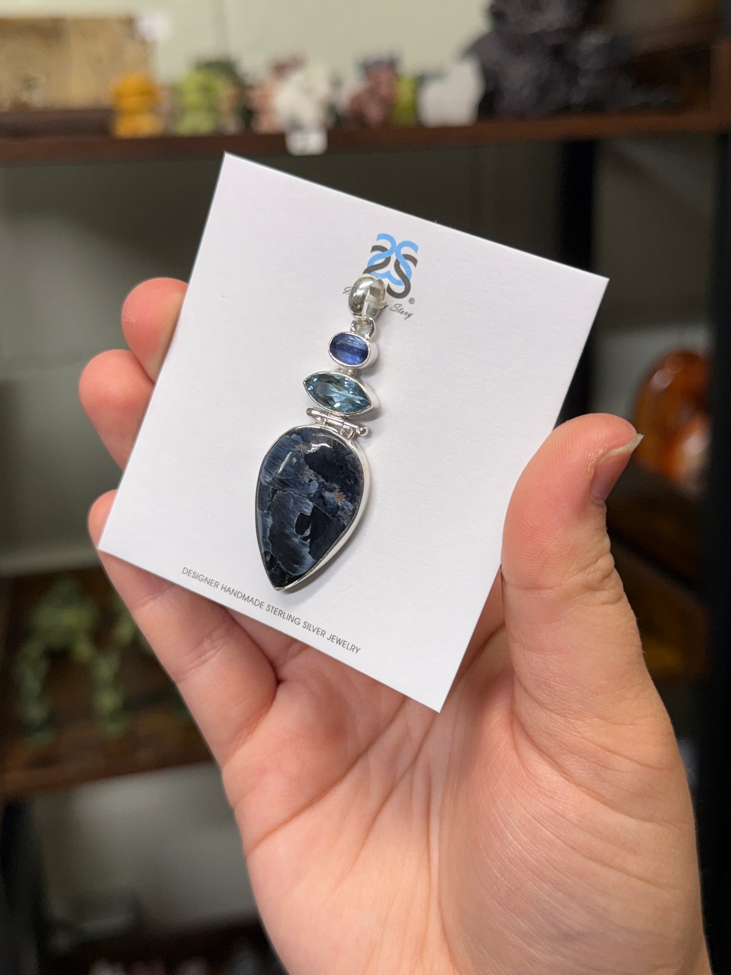 Pietersite/Topaz/Kyanite Pendant