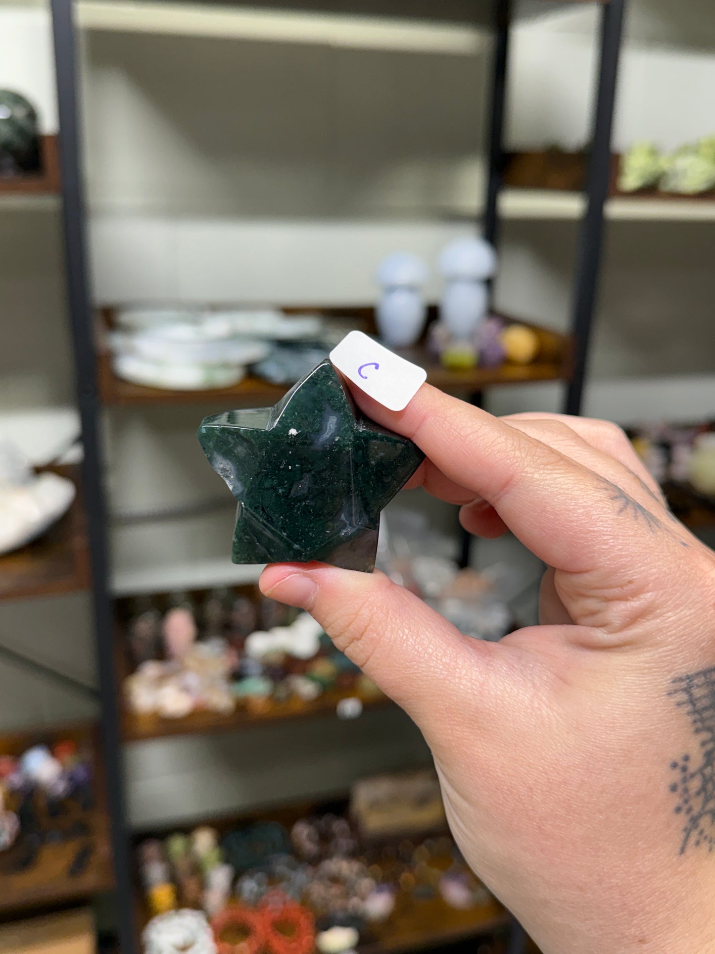 Moss Agate Diamond Stars