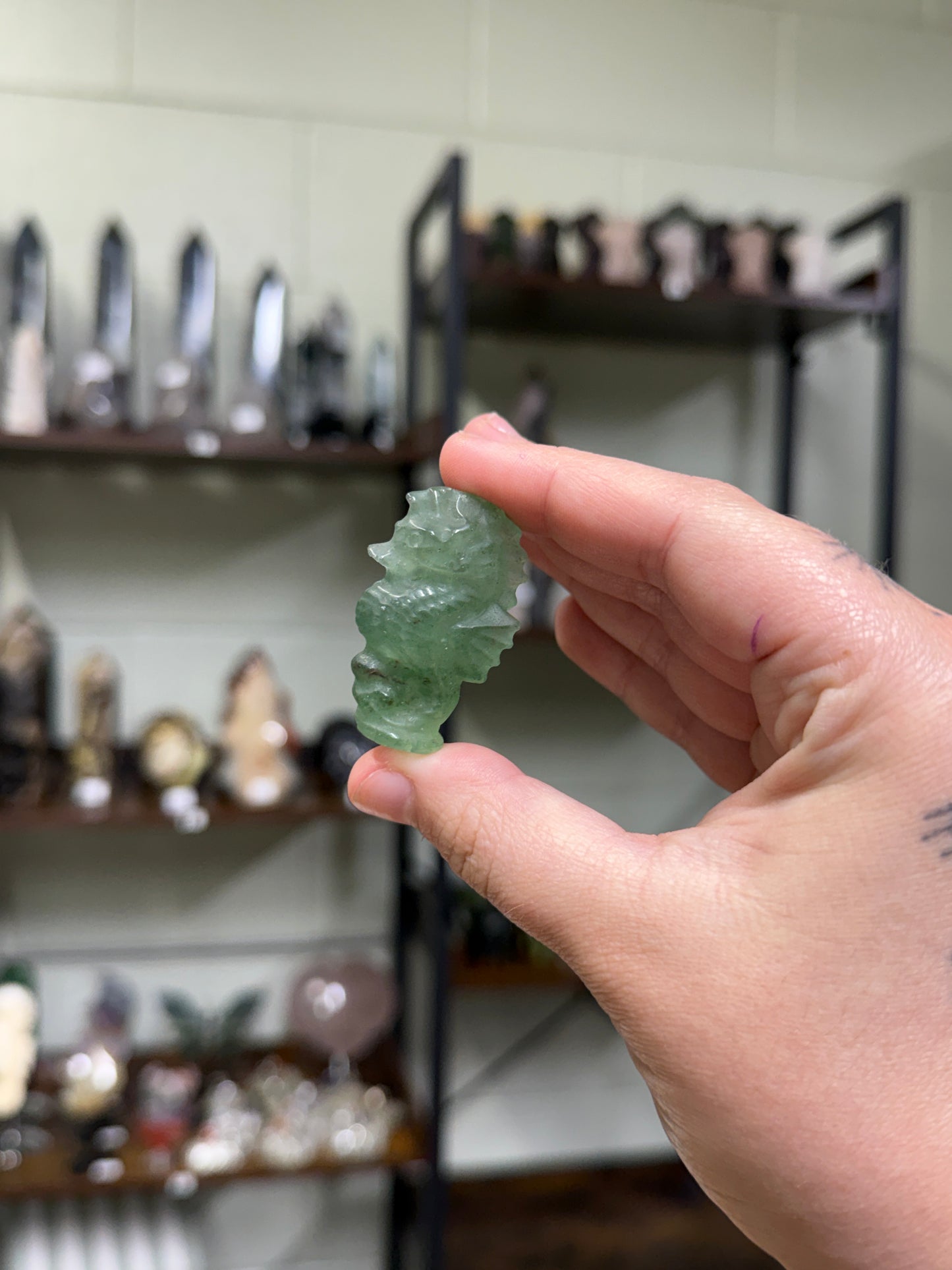 Green Strawberry Quartz Seahorse