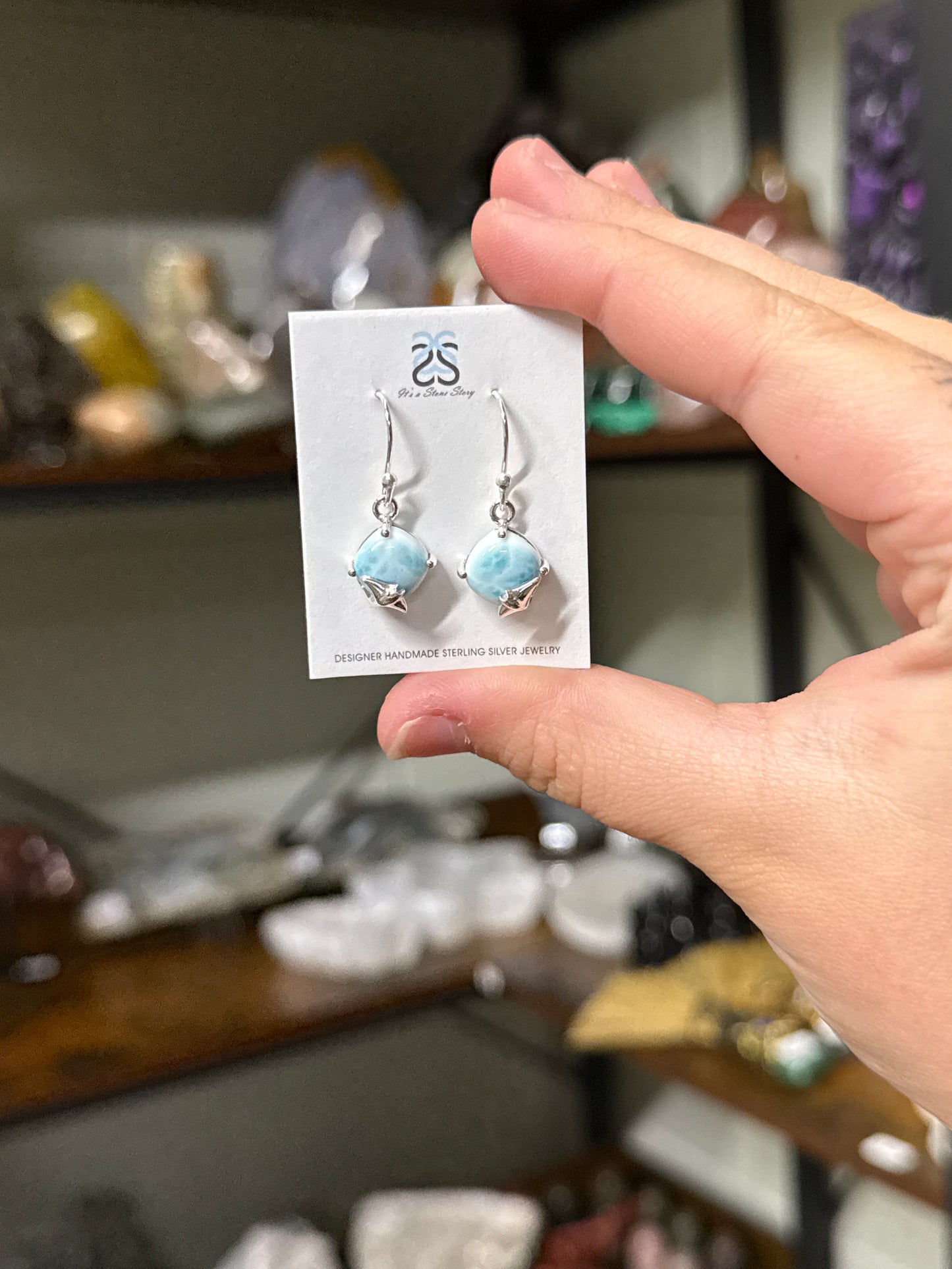 Larimar Stingray Dangle Earrings