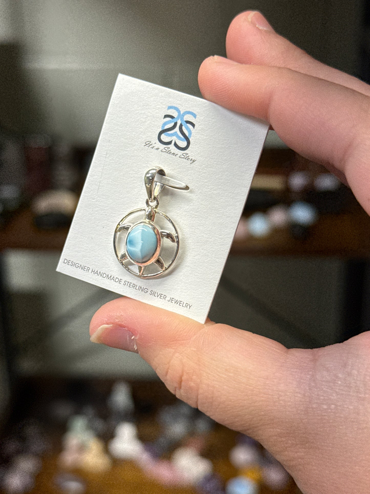 Larimar Turtle Pendant