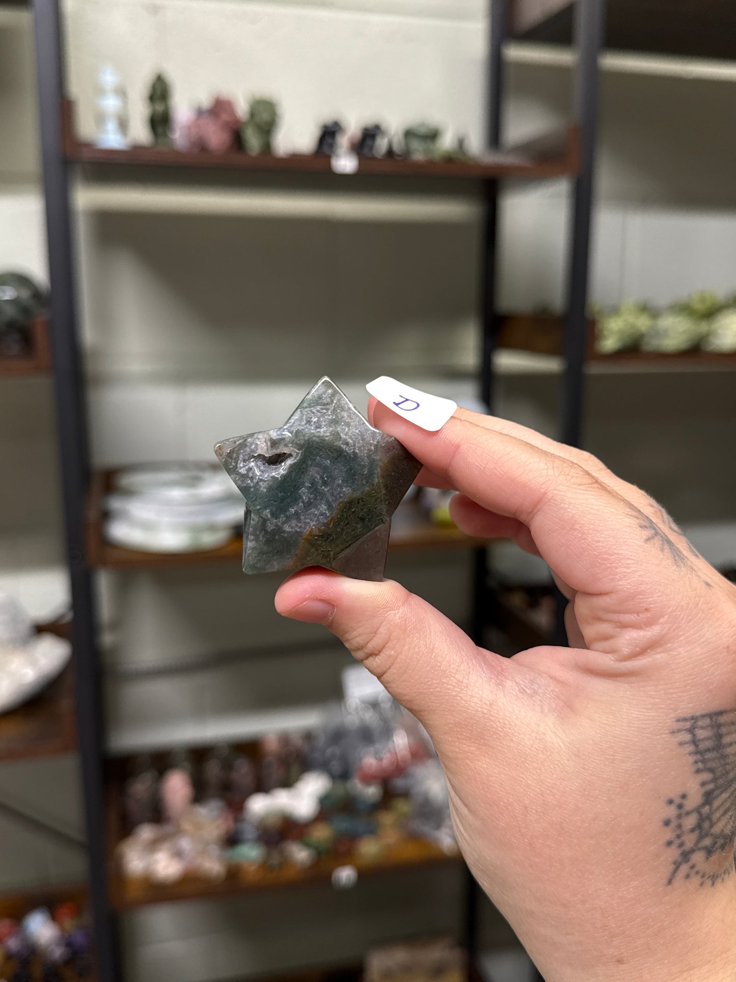 Moss Agate Diamond Stars