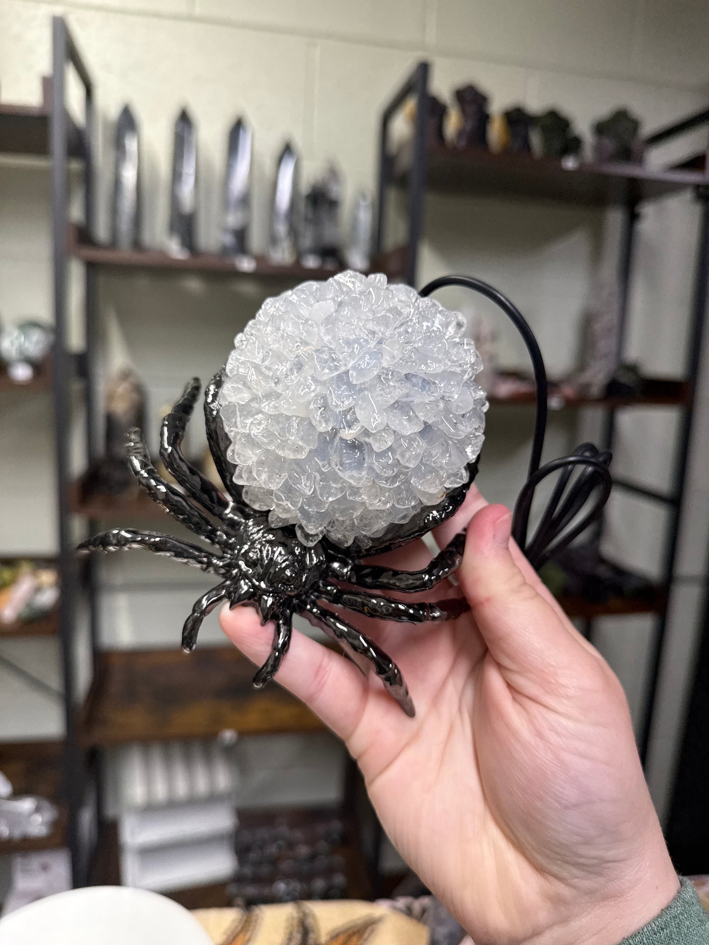 Clear Quartz Spider Lamp
