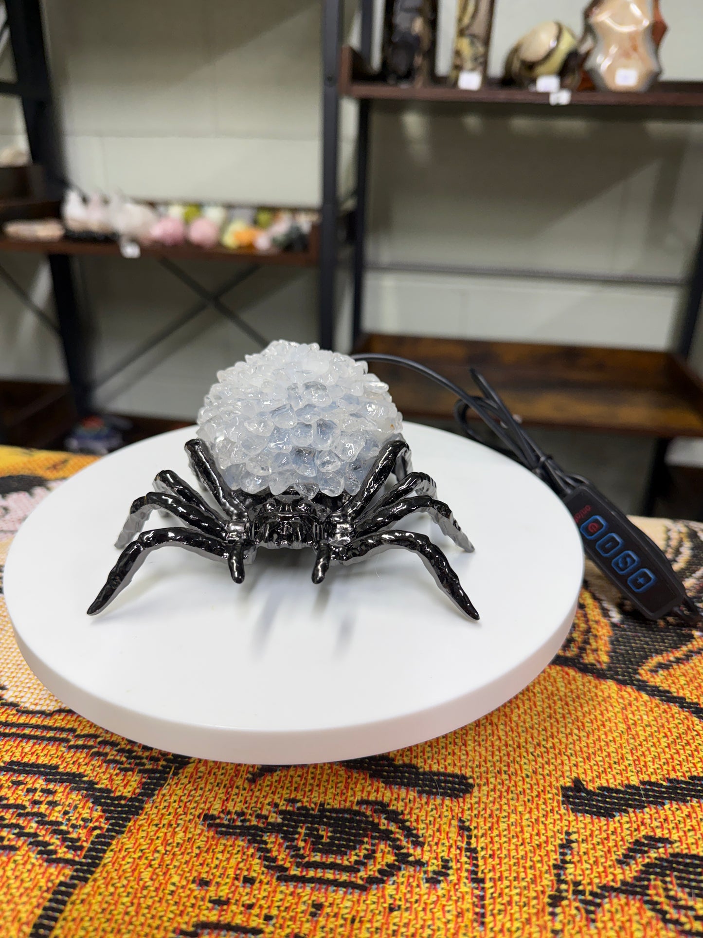 Clear Quartz Spider Lamp