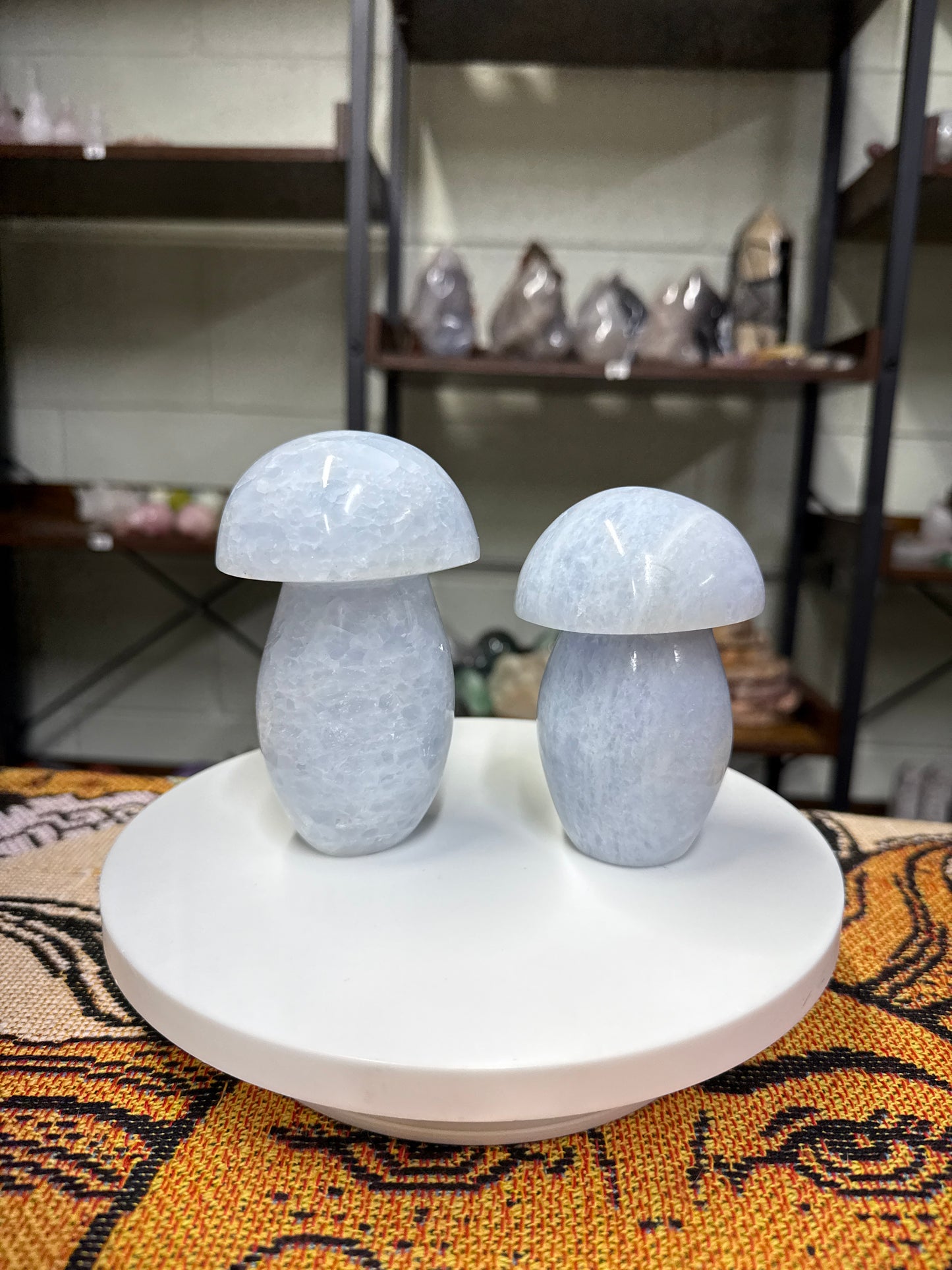 Blue Calcite Mushrooms