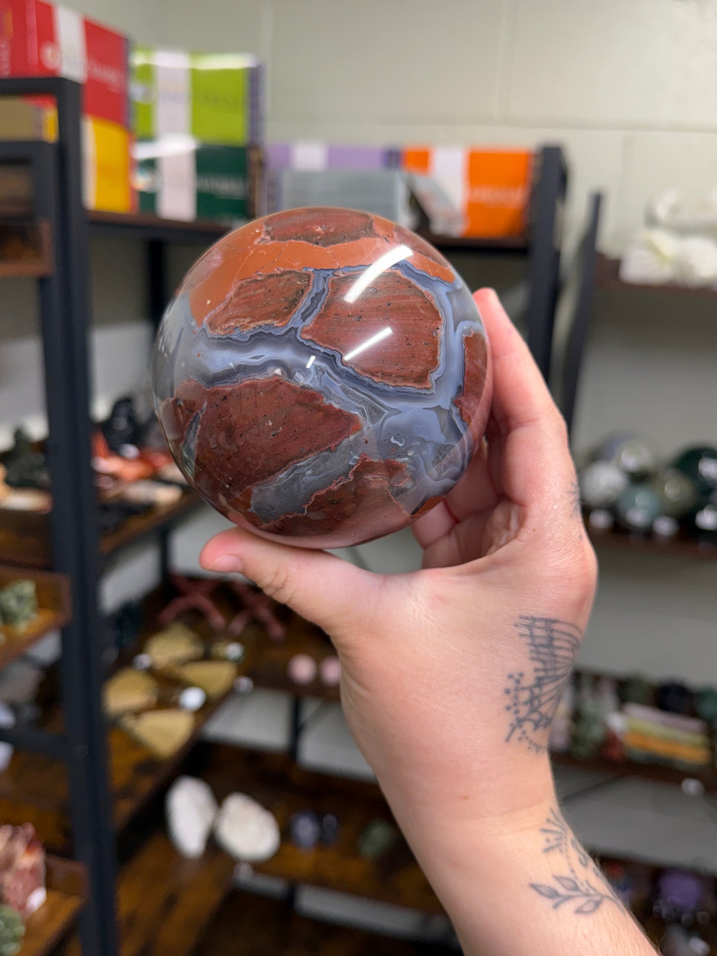 Red Volcano Agate Sphere
