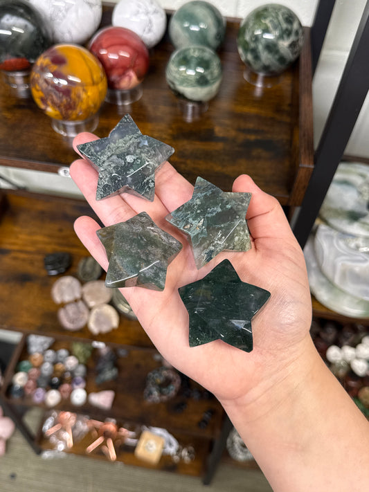 Moss Agate Diamond Stars